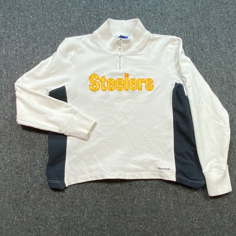 Reebok Pittsburgh Steelers‎ Sz XL Womens White Quarter Zip Pullover Sweatshirt
